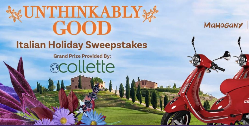 Hallmark Movies And Mysteries Sweepstakes -  Win A $9,600 Trip To Italy Or Vespa In The Unthinkably Good Italian Holiday Sweepstakes -