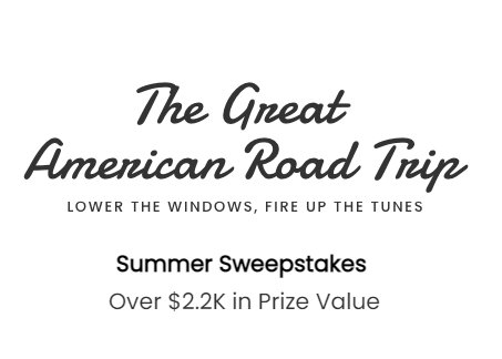 Hamilton & Adams Great American Road Trip Summer Sweepstakes - Win A $2,200 Gift Package
