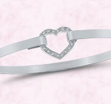Handmade Silver and Diamond Heart Bracelet