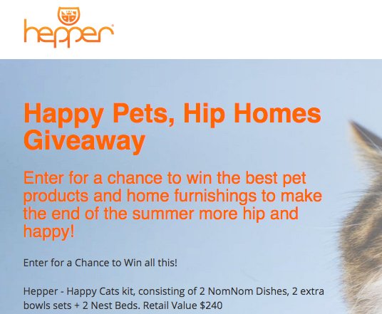 Happy Pets, Hip Homes Sweepstakes