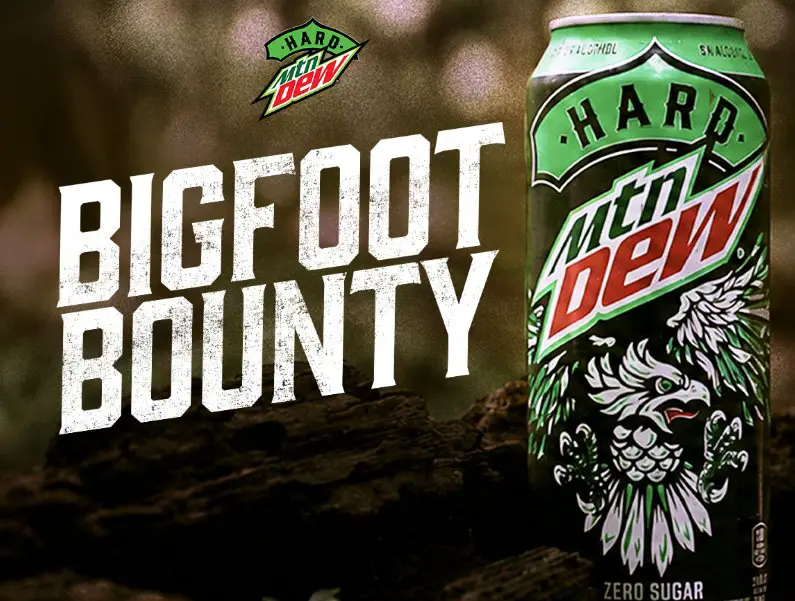 Hard Mountain Dew Bigfoot Bounty Contest - $1 Million For 1, $20 Cash For 100 Winners