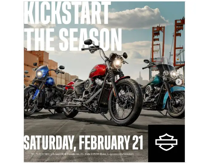 Harley-Davidson 2026 Kickstart The Season Sweepstakes - Win A Harley-Davidson Bike Or Shopping Credit