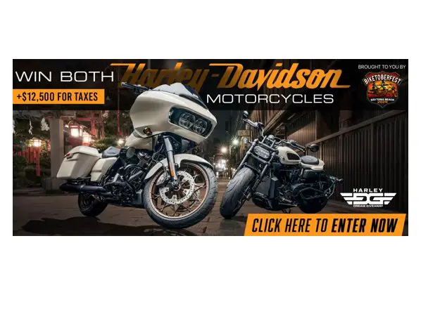 Harley-Davidson Bike Dream  Giveaway 2023 - Win 2 Harley Bikes + $12,500 Cash