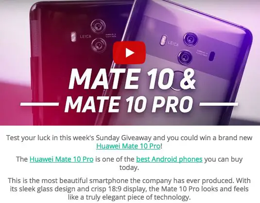 Hauwei Mate 10 Pro International Giveaway
