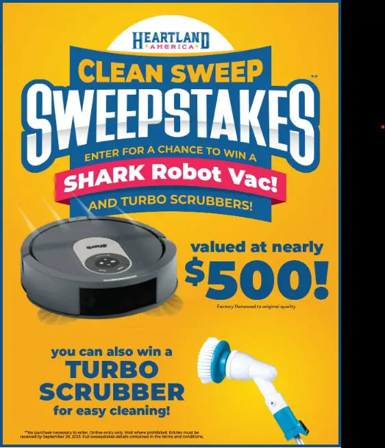 Heartland America Clean Sweep Sweepstakes - Win A Shark AI Robot Vacuum Cleaner & Turbo Scrubber (6 Winners)