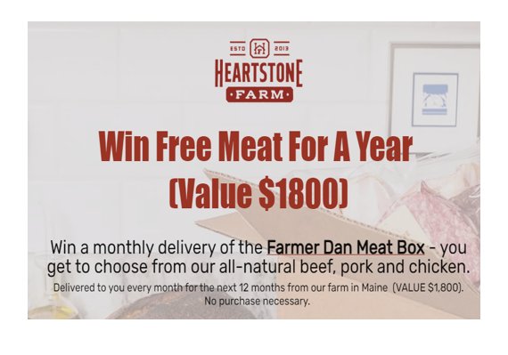 Heartstone Farm Free Meat For A Year - Win Free Beef, Pork Or Chicken For A Year