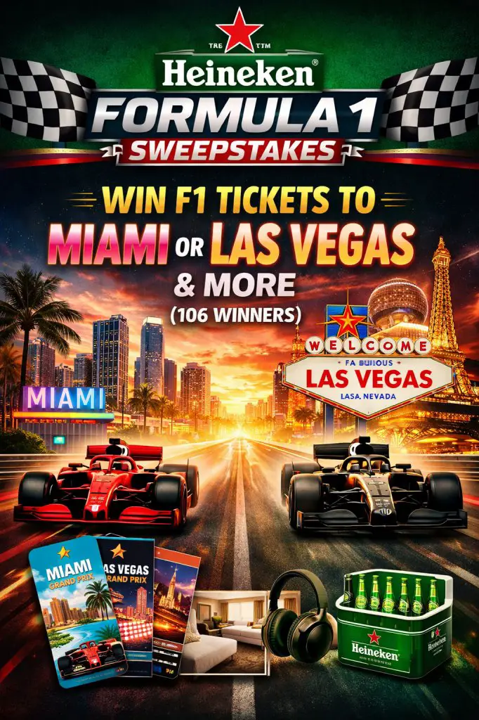 Heineken Formula 1 Sweepstakes - Win F1 Tickets To Miami Or Las Vegas & More (106 Winners)