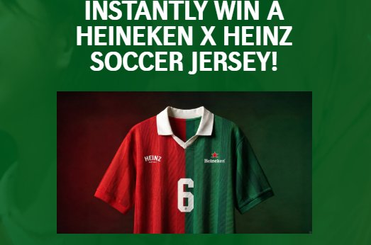 Heineken Heinz Soccer Jersey Sweepstakes & Instant Win - Win a Heineken Heinz Soccer Jersey (100 Winners)