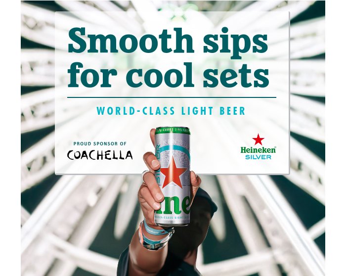 Heineken Silver Coachella E-Commerce Sweepstakes - Win A Trip For 2 To Coachella