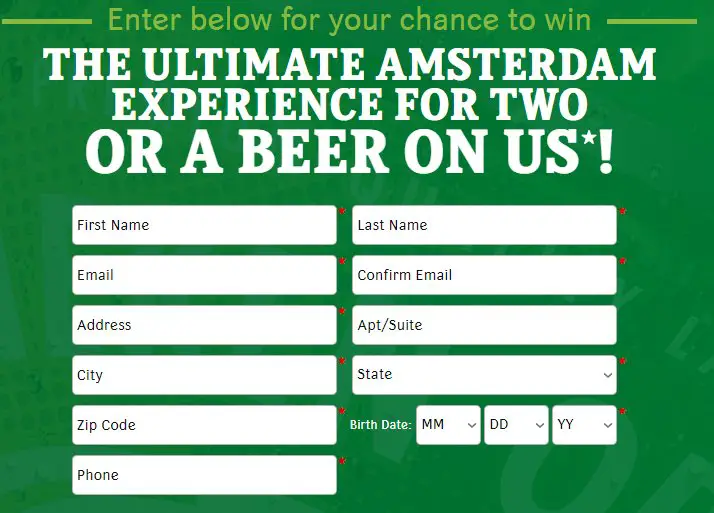 Heineken Ultimate Amsterdam Experience Promotion - Win A $4,000 Trip Package For 2 People To Amsterdam