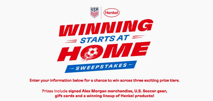 Henkel Winning Starts at Home Sweepstakes - WIn Alex Morgan-signed merch, $500 Gift Card, & More (76 Winners)