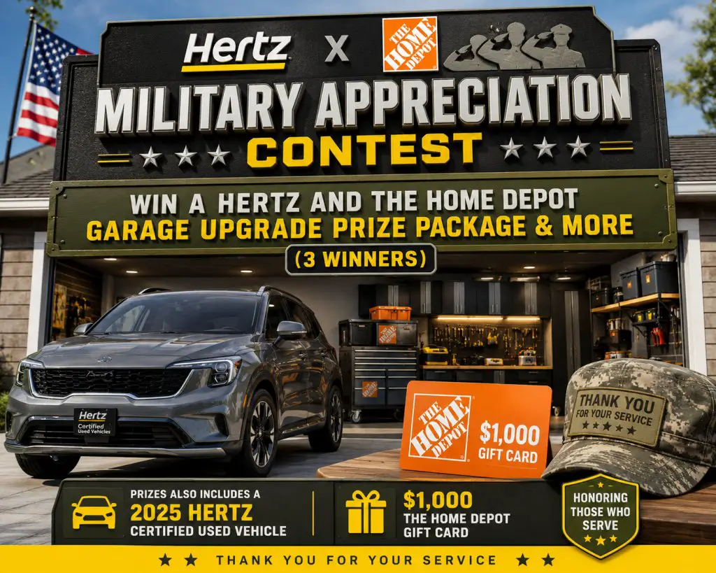 Hertz X The Home Depot Military Appreciation Contest – Win A Hertz And The Home Depot Garage Upgrade Prize Package & More (3 Winners)