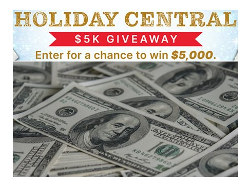 HGTV Holiday Central Sweepstakes  - Win $5,000 Cash