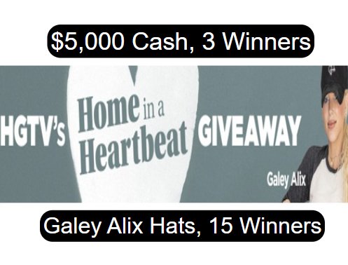 HGTV Home in a Heartbeat Giveaway (Code Word) - Win $5,000 Cash {3 Winners}