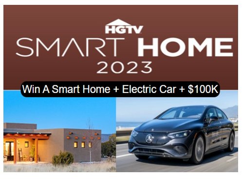 HGTV Smart Home Giveaway 2023 - Win A Smart Home, An Electric Car & $100,000 Cash or Just $750,000 Cash