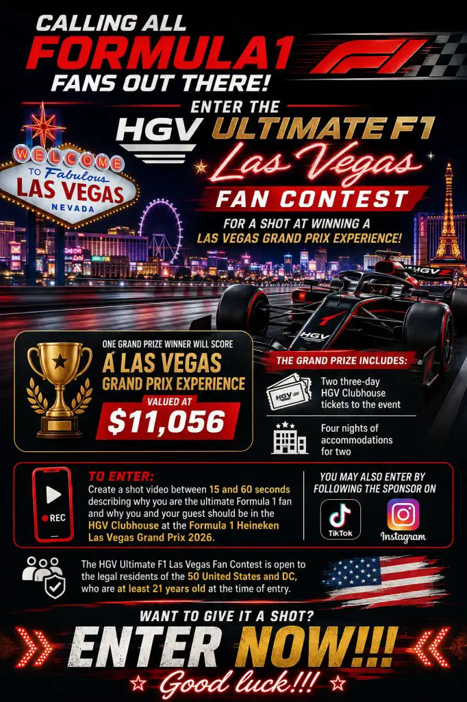 HGV Ultimate F1 Las Vegas Fan Contest – Win An Unforgettable Las Vegas Grand Prix Experience