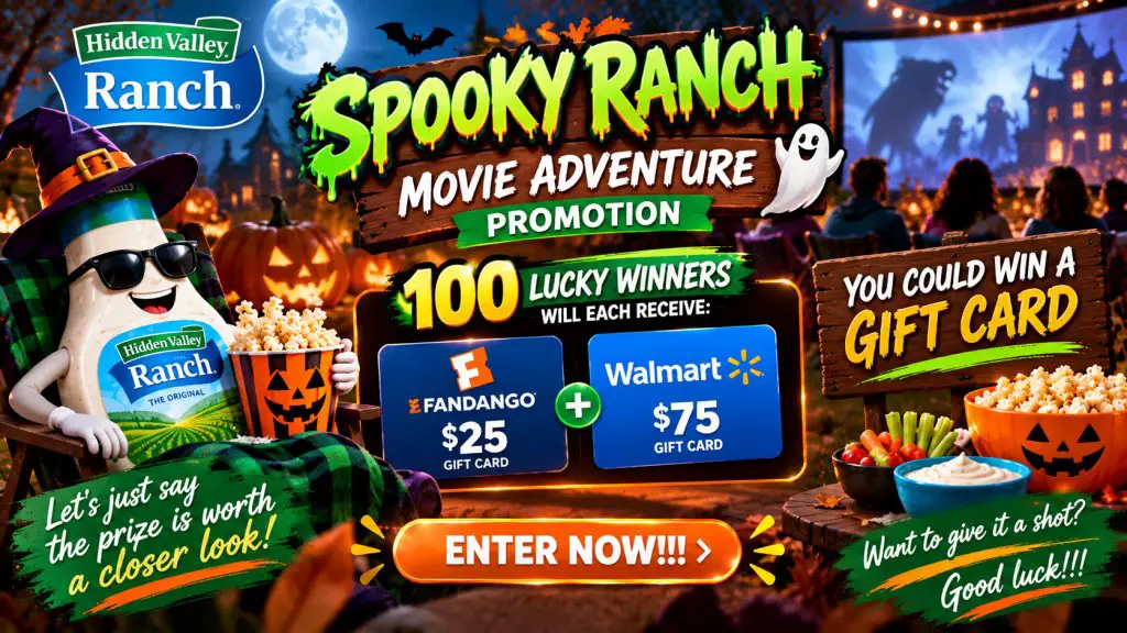 Hidden Valley Ranch Spooky Ranch Movie Adventure Promotion – Win Gift Cards (100 Winners)