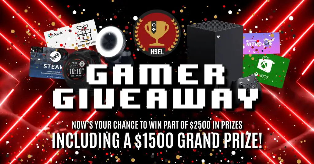 High School E-sports League (HSEL) Gamer Giveaway - Win Xbox Series X, Garmin Esports Watch, Gift Cards & More