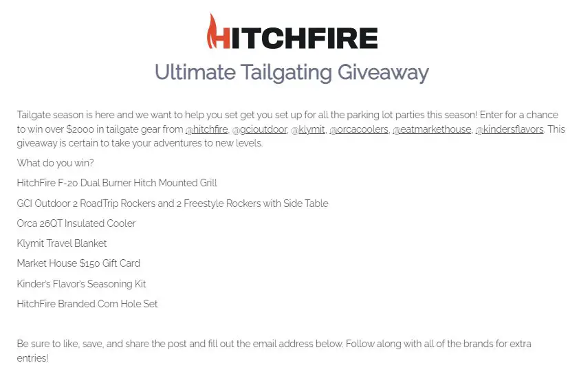 HitchFire Ultimate Tailgating Giveaway - Win $2,000 Tailgate Gear