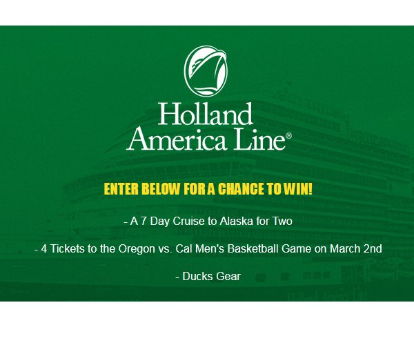 Holland America Line Cruisin' to Alaska Sweepstakes - Win a Seven Day Cruise for Two and More