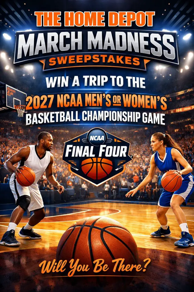 Home Depot March Madness Sweepstakes – Win A Trip To The 2027 NCAA Men’s Or Women’s Basketball Championship Game