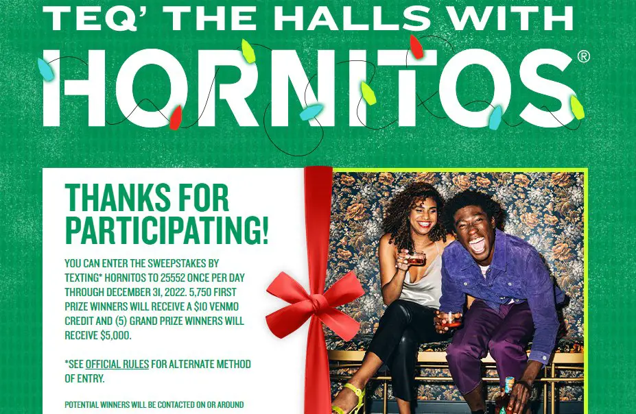 Hornitos Holiday Sweepstakes - Win $5,000 Cash