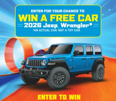 Hot Wheels 2026 Jeep Wrangler Sweepstakes – Win a 2026 Jeep Wrangler