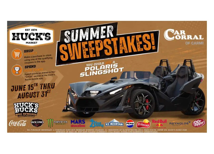 Huck’s Slingshot Sweepstakes - Win A 2025 Polaris Slingshot R 3-Wheel Autocycle