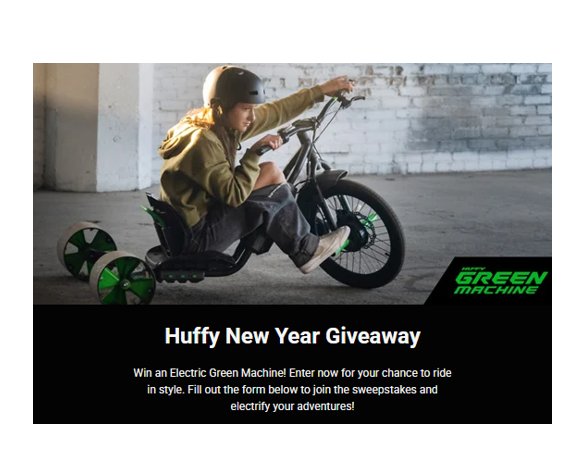Huffy New Year Giveaway - Win A Huffy Green Machine Electric Tricycle