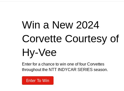 Hy-Vee Corvette Giveaway Sweepstakes - Win $90,000 For A Chevrolet Corvette  (4 Winners)
