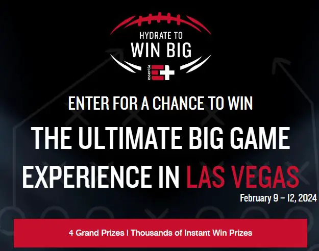Hydrate To Win Big Game Sweepstakes – Win A Big Game Celebration Trip For 2 To Las Vegas + 1,230 Instant Win Prizes