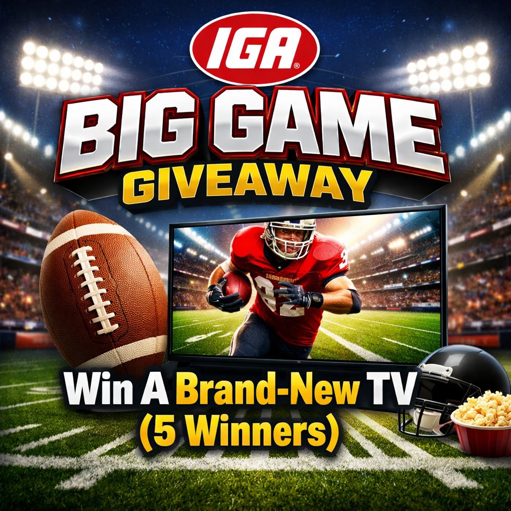 IGA Big Game Giveaway – Win A Brand-New TV (5 Winners)
