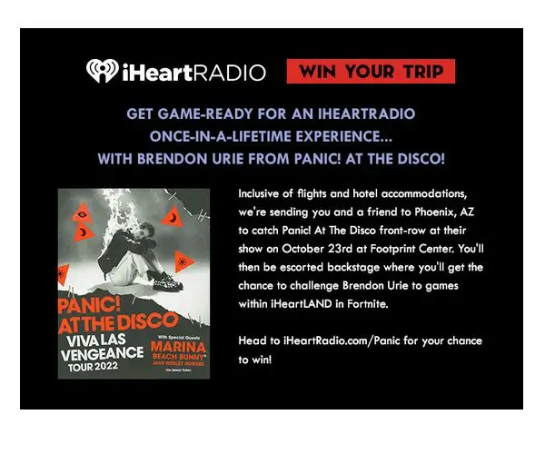 iHeartLAND Fortnite Challenge with Brendon Urie - Win Two Concert Tickets and Play Fortnite with Brandon Urie