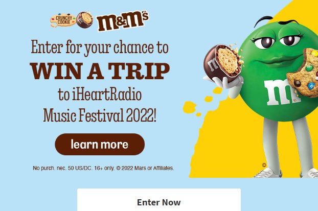 iHeartRadio & M&M iHeartRadio Music Festival Sweepstakes - Win A Trip For 2 Tp The iHeartRadio Music Festival  In Vegas