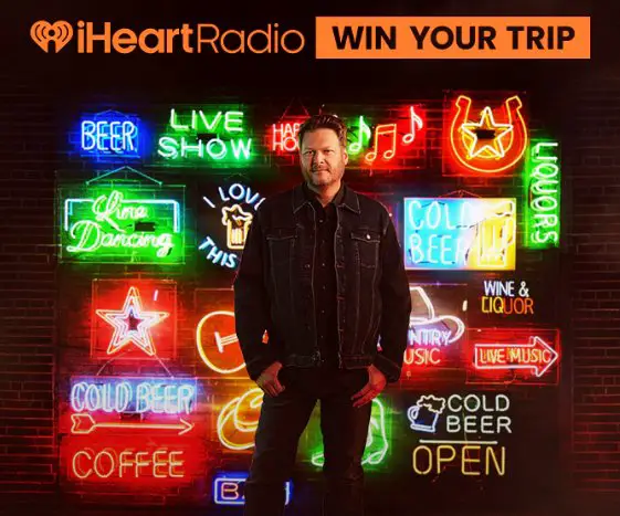 iHeartRadio Blake Shelton Live In Las Vegas Sweepstakes - Win a trip for 2 to Vegas for a Blake Shelton concert.