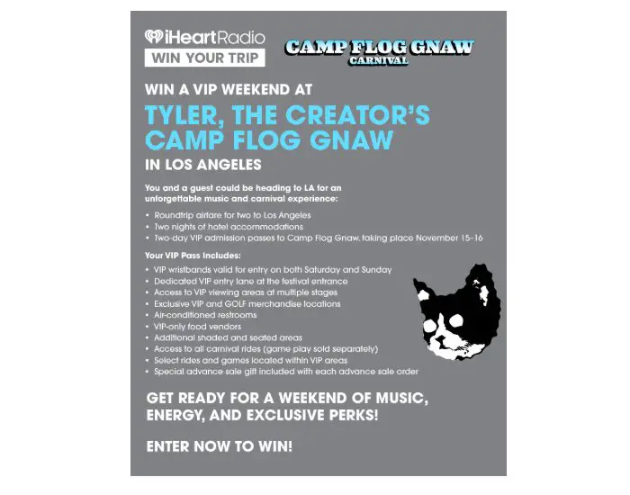 IHeartRadio Camp Flog Gnaw Carnival Flyaway Sweepstakes - Win A Trip For Two To Camp Flog Gnaw Carnival