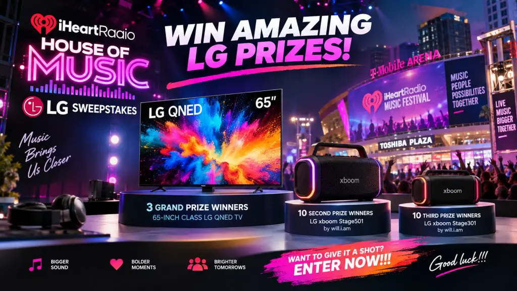 iHeartRadio House Of Music & LG Sweepstakes – Win A 65-Inch Class LG QNED Television & More (23 Winners)