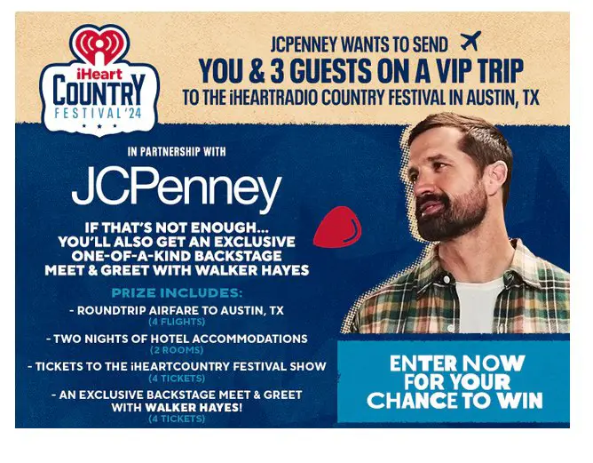 iHeartRadio iHeartCountry Festival Flyaway Sweepstakes - Win A Trip For 2 To Austin, Texas (3 Winners)