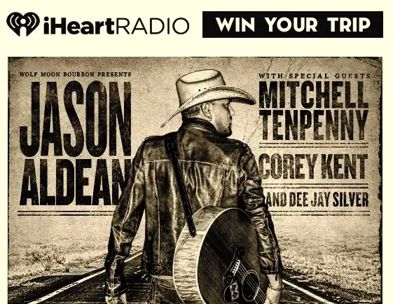 iHeartRadio Jason Aldean On Tour Sweepstakes - Win A Trip For 2 To See Jason Aldean Live In Concert