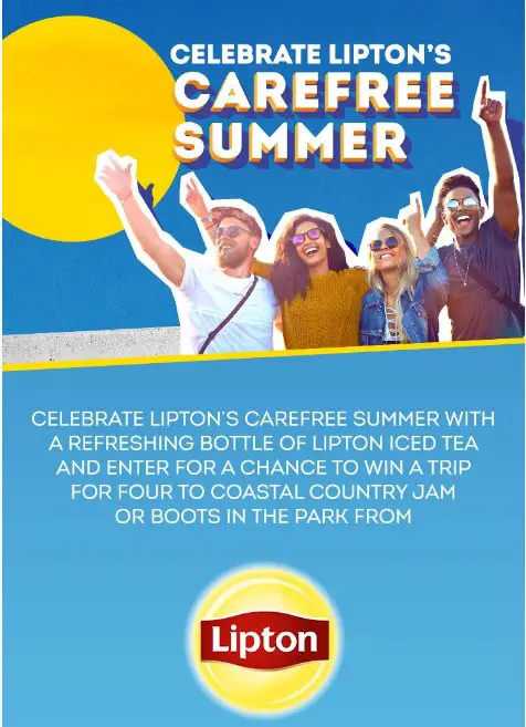 iHeartRadio Lipton's Carefree Summer Sweepstakes - Win A Trip For 4 To The Coastal Country Jam Or Boots In The Park