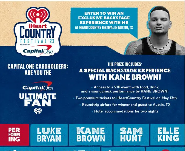iHeartRadio Ultimate Fan Sweepstakes – Win A Trip For 2 To Austin For The iHeartCountry Festival