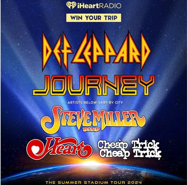 iHeartRadio Ultimate Rockstar Weekend With Def Leppard & Journey Sweepstakes Prize – Win A Trip For 4 To Def Leppard /Journey 2024 Stadium Tour Concert