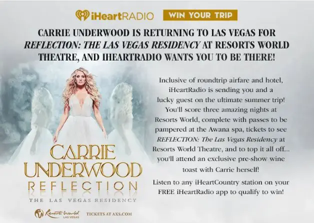 iHeartRadio Ultimate Summer Las Vegas Sweepstakes – Win A Trip To Vegas For A Carrie Underwood Concert