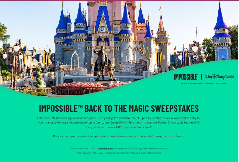Impossible Back To The Magic Sweepstakes - Win A Trip To Walt Disney World Resort In Orlando
