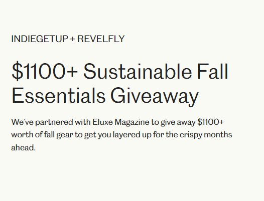 IndieGetup's $1100+ Sustainable Fall Essentials Giveaway