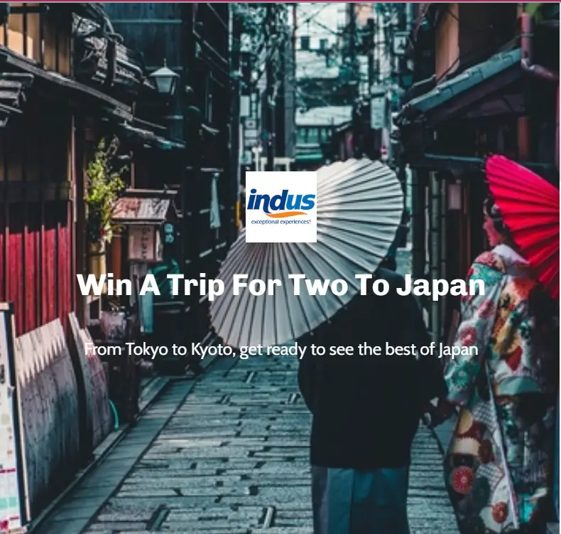Indus Travel To Japan Sweepstakes – Win A Trip For 2 To Japan