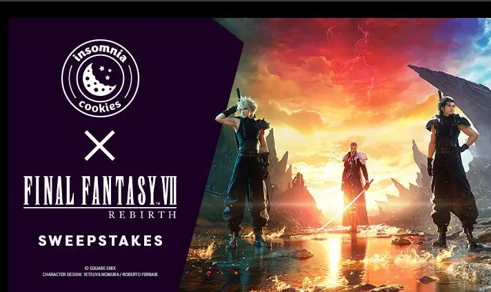 Insomnia Cookies x Final Fantasy VII Rebirth Sweepstakes – Win A Copy Of Final Fantasy VII Rebirth For The PlayStation 5 & More (3 Winners)