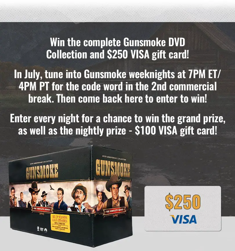 INSP.com Gunsmoke Sweepstakes 2022 Watch TO Win  and Codewords