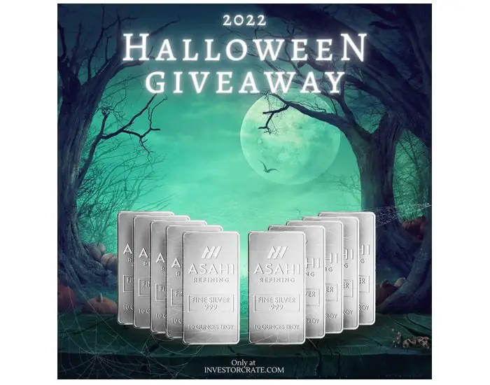 Investor Crate 2022 Halloween Giveaway - Win A 10-Ounce Silver Bar (10 Winners)