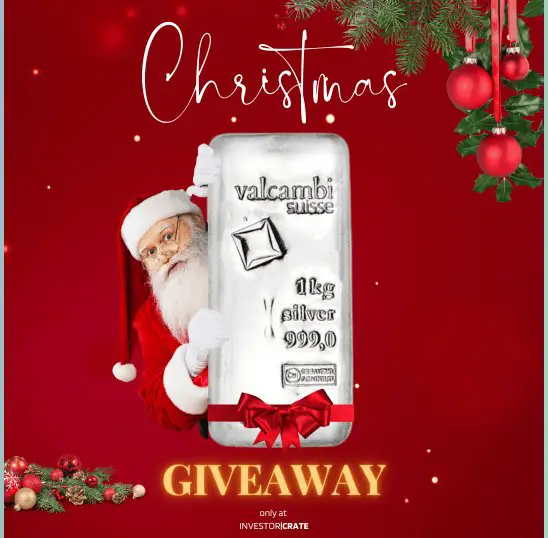 Investor Crate Christmas Silver Bar Giveaway - Win 1 Bar Of Silver Worth $800